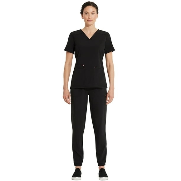 Scrubstar Black V Neck Short Sleeve V-Neck Scrub Top Size Medium - Picture 15 of 15